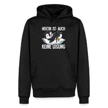 Hektik Ist Auch Keine Lösung - Männer Premium Bio Hoodie - Schwarz - Vorne - Nico (187cm)