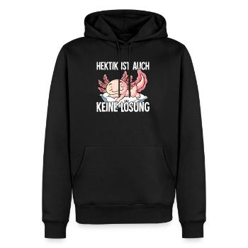 Hektik Ist Auch Keine Lösung - Männer Premium Bio Hoodie - Schwarz - Vorne - Nico (187cm)