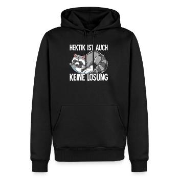 Hektik Ist Auch Keine Lösung - Männer Premium Bio Hoodie - Schwarz - Vorne - Nico (187cm)