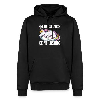 Hektik Ist Auch Keine Lösung - Männer Premium Bio Hoodie - Schwarz - Vorne - Nico (187cm)