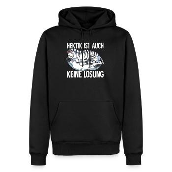 Hektik Ist Auch Keine Lösung - Männer Premium Bio Hoodie - Schwarz - Vorne - Nico (187cm)
