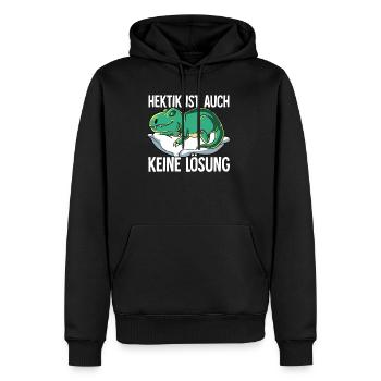 Hektik Ist Auch Keine Lösung - Männer Premium Bio Hoodie - Schwarz - Vorne - Nico (187cm)