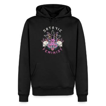 Satanique Féministe Lucifer Gothique Occulte Halloween - Sweat à capuche Premium bio Homme - noir - Devant - Nico (187cm)