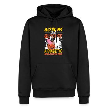 Les gobelins et le glucose Un conte d’Halloween diabétique - Sweat à capuche Premium bio Homme - noir - Devant - Nico (187cm)