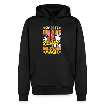 Bonbons Attention Soins Diabétiques Halloween Magie - Sweat à capuche Premium bio Homme - noir - Devant - Nico (187cm)