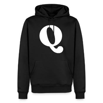 Lettre q - Sweat à capuche Premium bio Homme - noir - Devant - Nico (187cm)