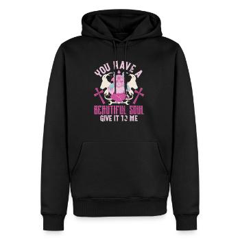 Satan Tu as une belle âme Donnez-le-moi - Sweat à capuche Premium bio Homme - noir - Devant - Nico (187cm)