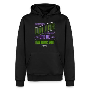 writers quote coffeecups editor book author blog - Männer Premium Bio Hoodie - Schwarz - Vorne - Nico (187cm)