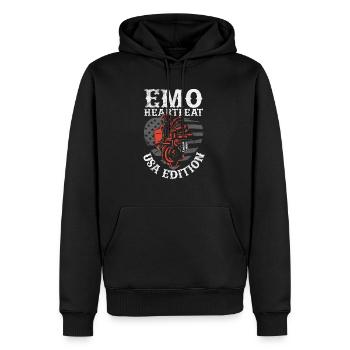 Emoticon Emo Heartbeat USA Edition Emocore - Männer Premium Bio Hoodie - Schwarz - Vorne - Nico (187cm)