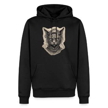 Horror / Katze / Miez / Halloween / gruselig - Männer Premium Bio Hoodie - Schwarz - Vorne - Nico (187cm)
