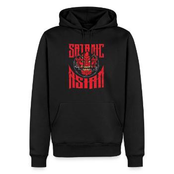 Satanic Asian Pentagram Proud Asian Occult - Männer Premium Bio Hoodie - Schwarz - Vorne - Nico (187cm)