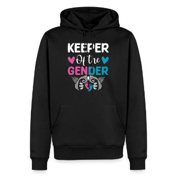 Keeper of the gender Baby announcement - Sweat à capuche Premium bio Homme - noir - Devant - Nico (187cm)