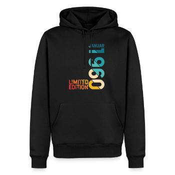 Edition limitée Janvier 1960 Année du cadeau de naissance 1 - Sweat à capuche Premium bio Homme - noir - Devant - Nico (187cm)