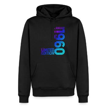 Edition limitée Janvier 1960 Année du cadeau de naissance 1 - Sweat à capuche Premium bio Homme - noir - Devant - Nico (187cm)
