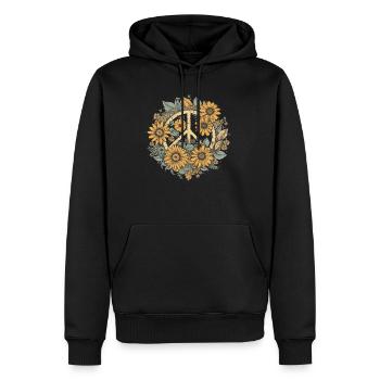 Costume Hippie Signe de la Paix - Sweat à capuche Premium bio Homme - noir - Devant - Nico (187cm)