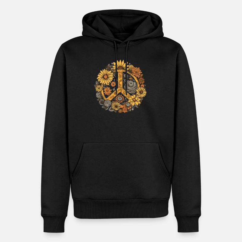 Kostüm Hippie Peace Zeichen - Männer Premium Bio Hoodie - Schwarz
