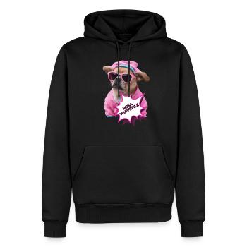 Rosa Wuffstyle - Männer Premium Bio Hoodie - Schwarz - Vorne - Nico (187cm)