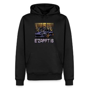 Lustiger Elektrofahrzeug-Witz E'Zapft is - Männer Premium Bio Hoodie - Schwarz - Vorne - Nico (187cm)