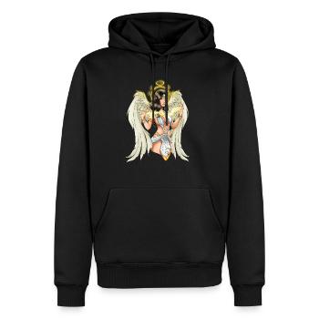 Engel Frau - Männer Premium Bio Hoodie - Schwarz - Vorne - Nico (187cm)
