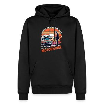 Never underestimate an old man with a motorhome - Männer Premium Bio Hoodie - Schwarz - Vorne - Nico (187cm)