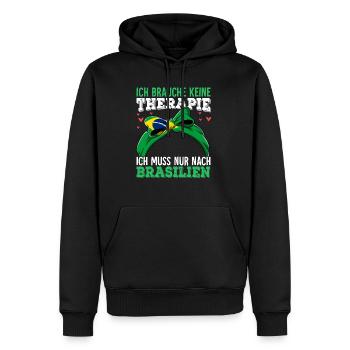 Brasilien - Männer Premium Bio Hoodie - Schwarz - Vorne - Nico (187cm)