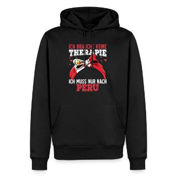 Peru - Männer Premium Bio Hoodie - Schwarz - Vorne - Nico (187cm)