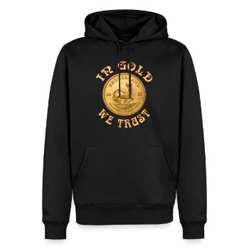 In Gold We Trust - Krugerrand Gold Coin - Men’s Premium Organic Hoodie - black - Front - Nico (187cm)