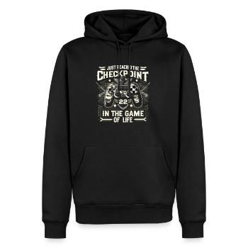 22yr BDay Funny Gamer 22 Level 22 Year Old - Men’s Premium Organic Hoodie - black - Front - Nico (187cm)