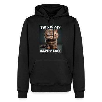 Funny Cats Shirt Grumpy - Men’s Premium Organic Hoodie - black - Front - Nico (187cm)