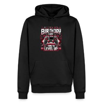 Funny Gamer Birthday Boy Il est temps de passer au niveau supérieur - Sweat à capuche Premium bio Homme - noir - Devant - Nico (187cm)
