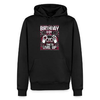 Funny Gamer Birthday Boy Il est temps de passer au niveau supérieur - Sweat à capuche Premium bio Homme - noir - Devant - Nico (187cm)