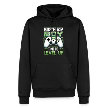 Funny Gamer Birthday Boy Il est temps de passer au niveau supérieur - Sweat à capuche Premium bio Homme - noir - Devant - Nico (187cm)