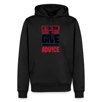 Attenzione Je donne des conseils non sollicités Humour - Sweat à capuche Premium bio Homme - noir - Devant - Nico (187cm)