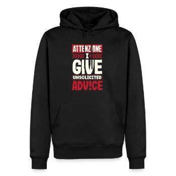 Attenzione Je donne des conseils non sollicités Humour - Sweat à capuche Premium bio Homme - noir - Devant - Nico (187cm)