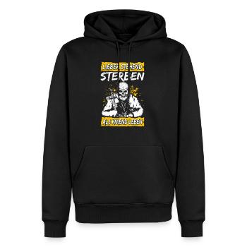 Better to die standing than to live on your knees tattoo deu - Men’s Premium Organic Hoodie - black - Front - Nico (187cm)