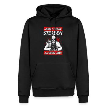 Mieux vaut mourir debout que vivre à genoux Rocker Bik - Sweat à capuche Premium bio Homme - noir - Devant - Nico (187cm)