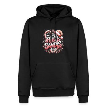 Traîneau de Noël du Père Noël de course famille assortie - Sweat à capuche Premium bio Homme - noir - Devant - Nico (187cm)