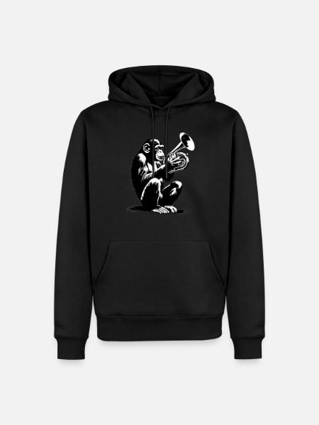 Affen Orchester Trompete StreetArt Banksy Stylelet - Männer Premium Bio Hoodie - Schwarz