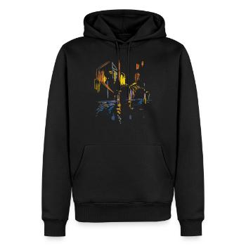 Village by the river - landscape at night - Men’s Premium Organic Hoodie - black - Front - Nico (187cm)