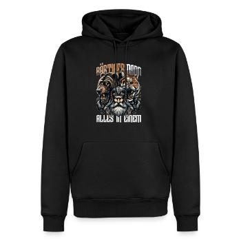 Homme barbu tout en un Viking - Sweat à capuche Premium bio Homme - noir - Devant - Nico (187cm)