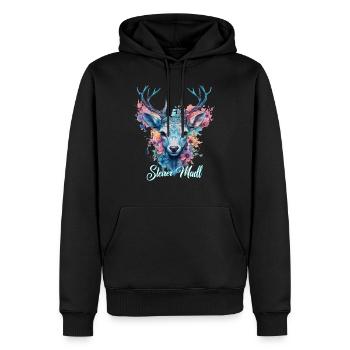 Steirer Madl mit Hirsch Steiermark Design - Männer Premium Bio Hoodie - Schwarz - Vorne - Nico (187cm)