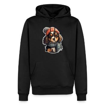 Animaux en chien d’hiver avec chapeau - Sweat à capuche Premium bio Homme - noir - Devant - Nico (187cm)