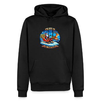 Bitcoin for Everybody Santa & Sleigh with BTC - Men’s Premium Organic Hoodie - black - Front - Nico (187cm)