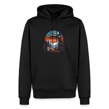 Vintage London Sunset - Männer Premium Bio Hoodie - Schwarz - Vorne - Nico (187cm)
