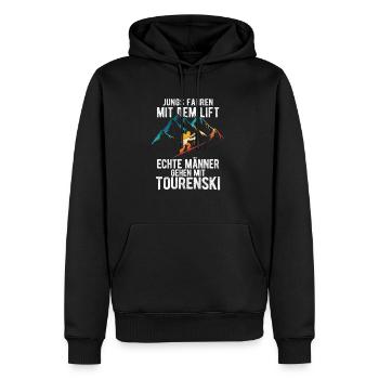 Tourenski Wintersport Berg Skifahrer Geschenk Skit - Männer Premium Bio Hoodie - Schwarz - Vorne - Nico (187cm)
