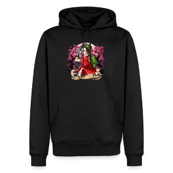 Samurai Kimono Frauen - Männer Premium Bio Hoodie - Schwarz - Vorne - Nico (187cm)