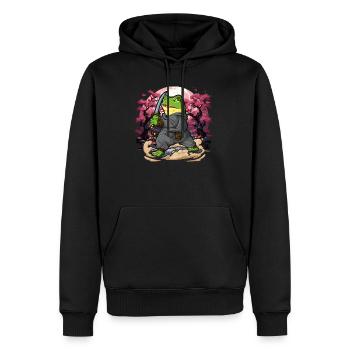 Grenouille samouraï - Sweat à capuche Premium bio Homme - noir - Devant - Nico (187cm)