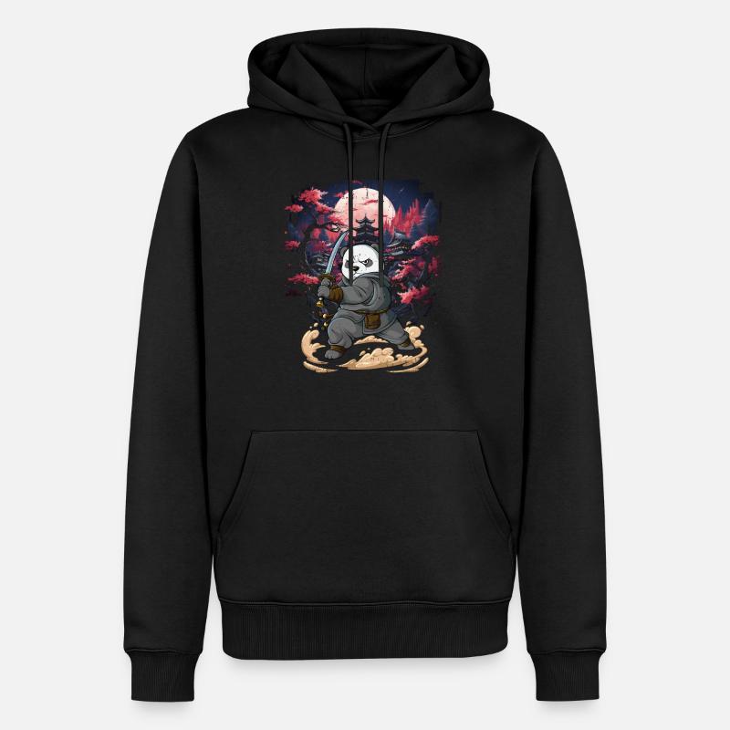 Samurai Panda - Männer Premium Bio Hoodie - Schwarz