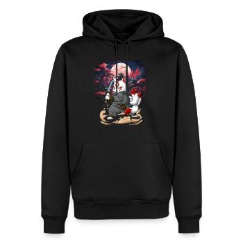 Samurai Kitsune - Männer Premium Bio Hoodie - Schwarz - Vorne - Nico (187cm)