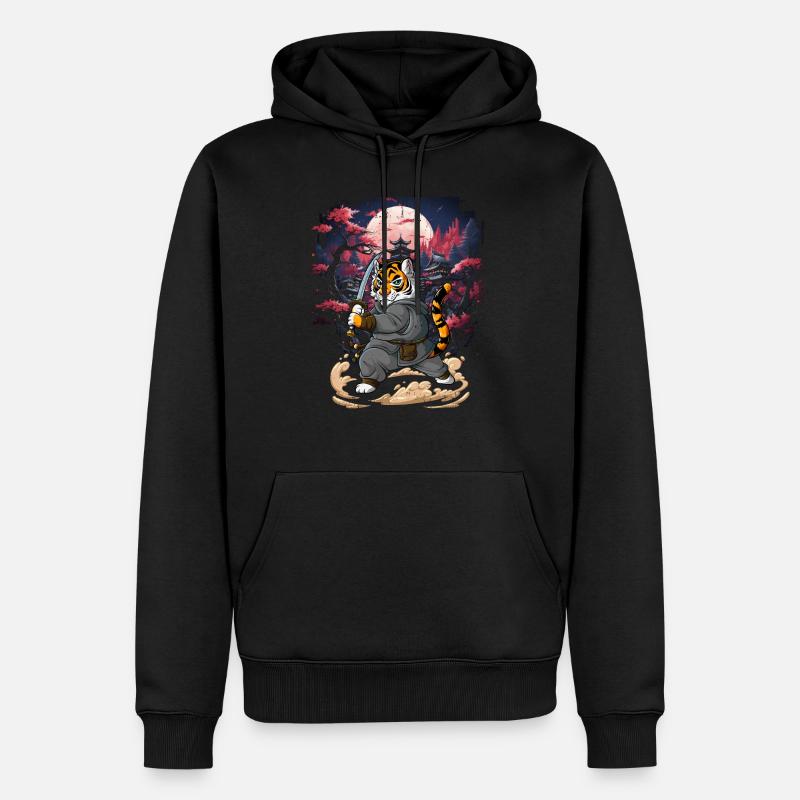 Tigre samouraï - Sweat à capuche Premium bio Homme - noir